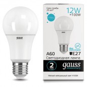 Лампа светодиодная GAUSS, 12(100)Вт, цоколь Е27,груша, нейтральный белый,25000ч,LED A, 23222