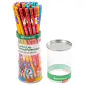 Карандаш чернографитный с принтом BRAUBERG KIDS "FOOD", 1 шт., HB, с ластиком, корпус ассорти, 182018