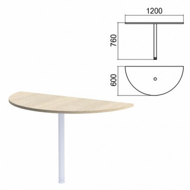 Стол приставной полукруг "Арго", 1200х600 мм, БЕЗ ОПОРЫ, ясень шимо