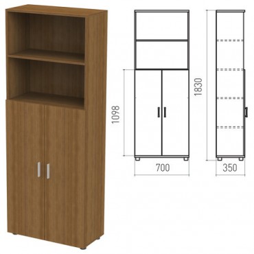 Шкаф полузакрытый "Канц", 700х350х1830 мм, цвет орех пирамидальный (КОМПЛЕКТ)