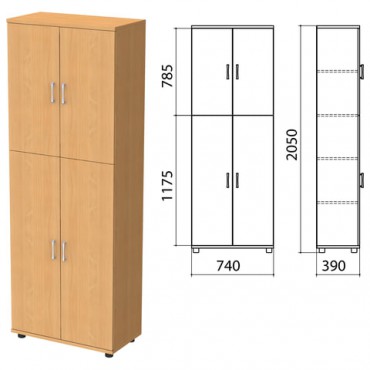 Шкаф закрытый "Монолит", 740х390х2050 мм, цвет бук бавария (КОМПЛЕКТ)