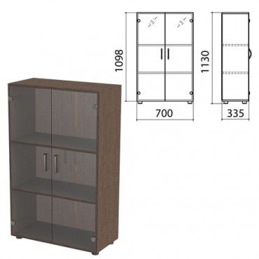 Шкаф закрытый со стеклом "Канц", 700х335х1130 мм, цвет венге (КОМПЛЕКТ)