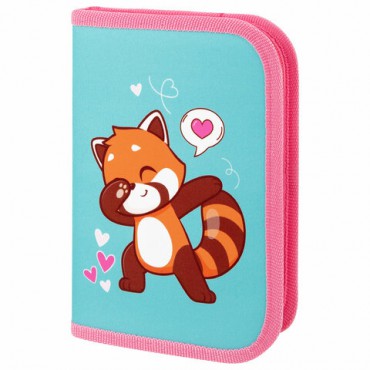 Пенал ПИФАГОР, 1 отделение, полиэстер, 19х13 см, "Red panda", 272283